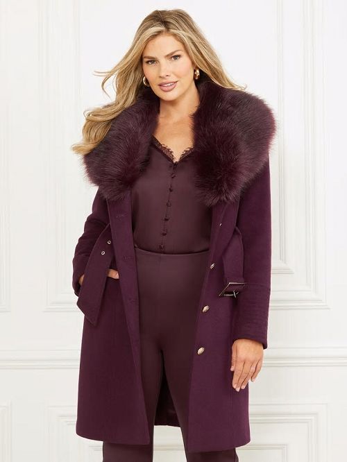 Guess Loreta Wool-Blend Coat Violet | GUESS-SN28038