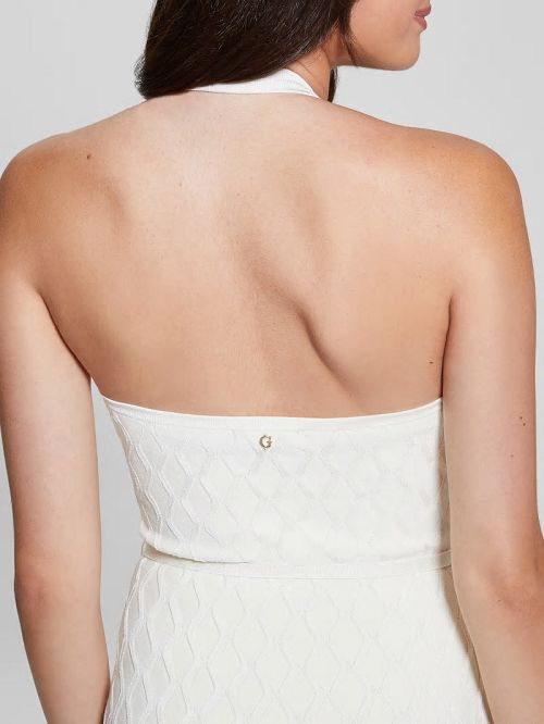 Guess Lucia Belted Wavy Sweater Dress Albi | GUESS-SN26825