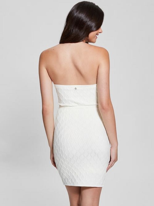 Guess Lucia Belted Wavy Sweater Dress Albi | GUESS-SN26825
