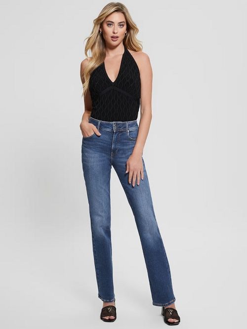 Guess Lucia Wavy Sweater Halter Top Negrii | GUESS-SN27832