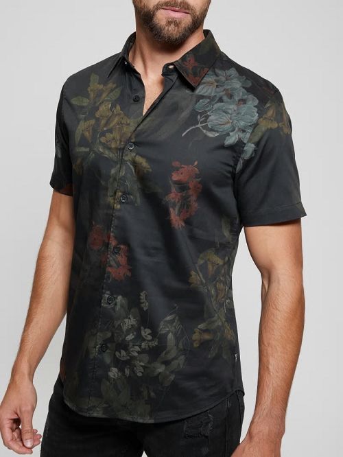 Guess Luxe Dark Floral Shirt Negrii | GUESS-SN31292