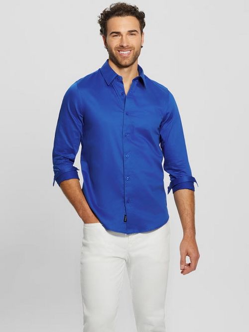 Guess Luxe Stretch Shirt Albastri | GUESS-SN31262
