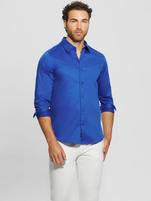 Guess Luxe Stretch Shirt Albastri | GUESS-SN31262