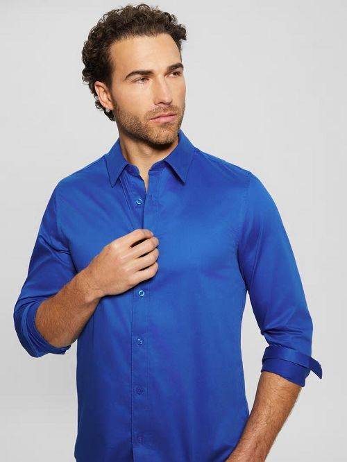 Guess Luxe Stretch Shirt Albastri | GUESS-SN31262
