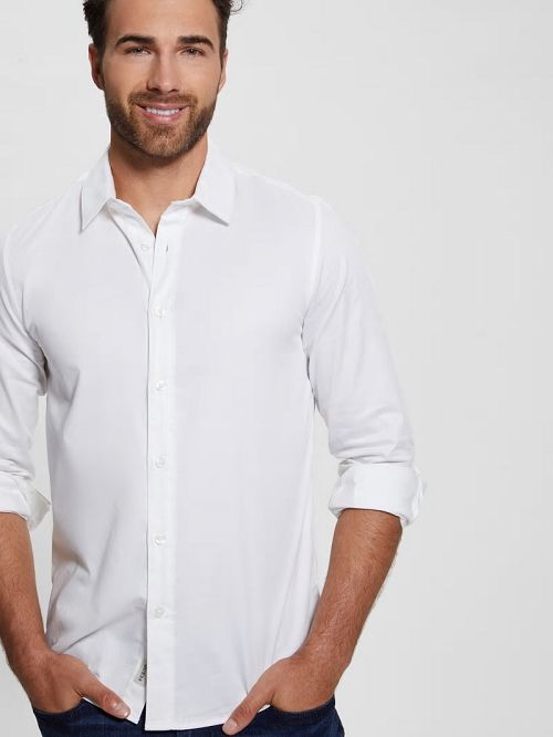 Guess Luxe Stretch Shirt Albi | GUESS-SN31301