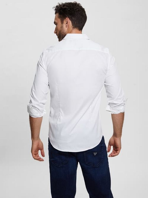 Guess Luxe Stretch Shirt Albi | GUESS-SN31301