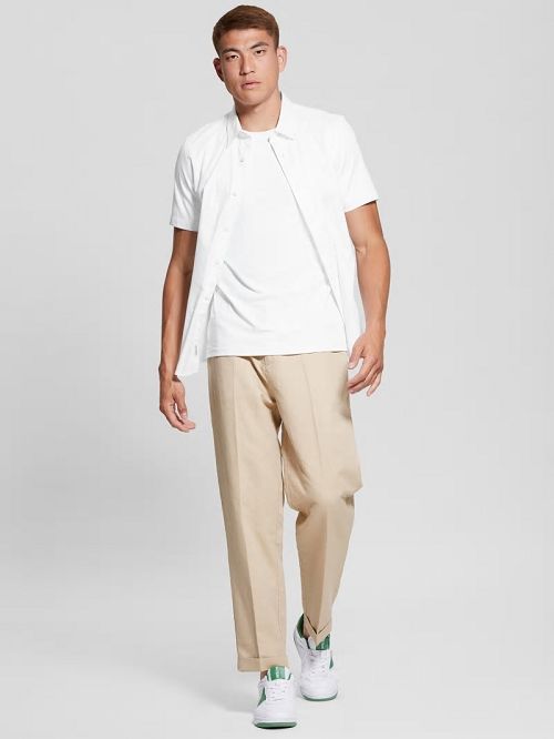 Guess Luxe Stretch Short-Sleeve Shirt Albi | GUESS-SN31112