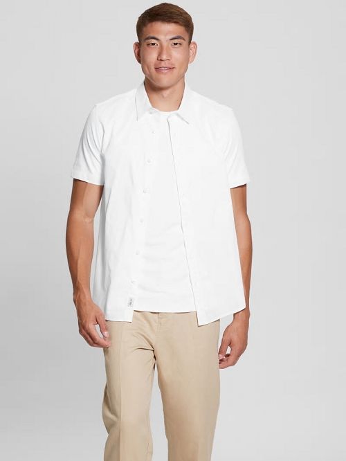Guess Luxe Stretch Short-Sleeve Shirt Albi | GUESS-SN31112