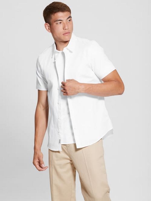 Guess Luxe Stretch Short-Sleeve Shirt Albi | GUESS-SN31112