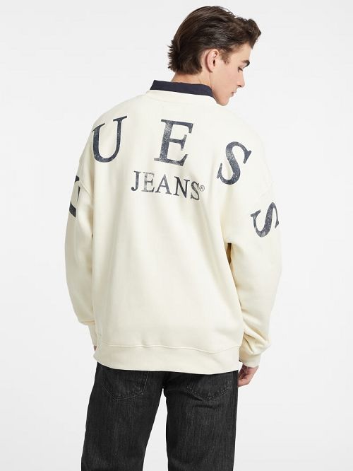 Guess Macro Logo Crewneck Sweatshirt Albi | GUESS-SN30988