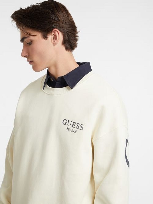 Guess Macro Logo Crewneck Sweatshirt Albi | GUESS-SN30988