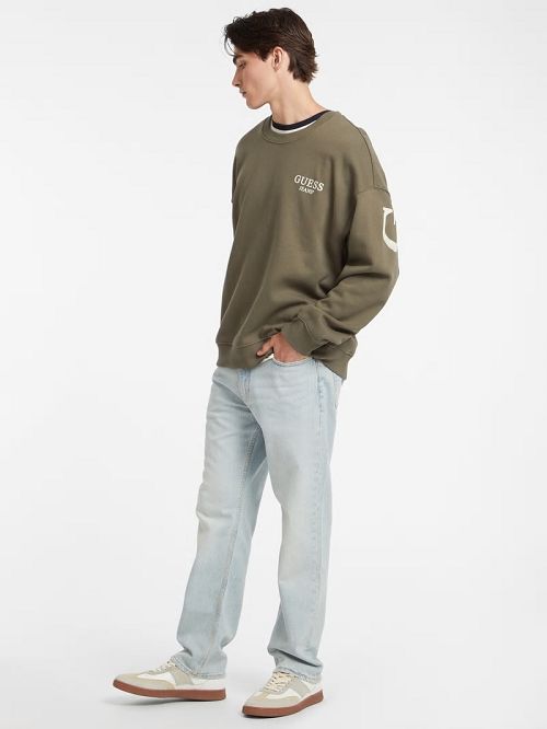 Guess Macro Logo Crewneck Sweatshirt Verzi | GUESS-SN30889