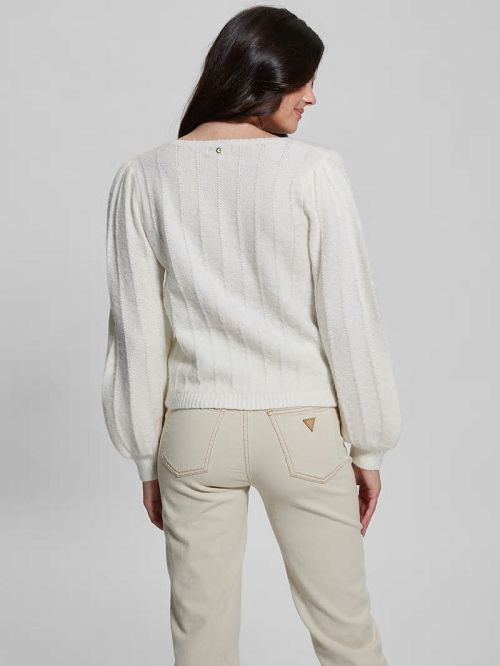 Guess Madeline Textured V-Neck Sweater Albi | GUESS-SN27712