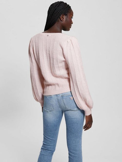 Guess Madeline Textured V-Neck Sweater Roz | GUESS-SN27680