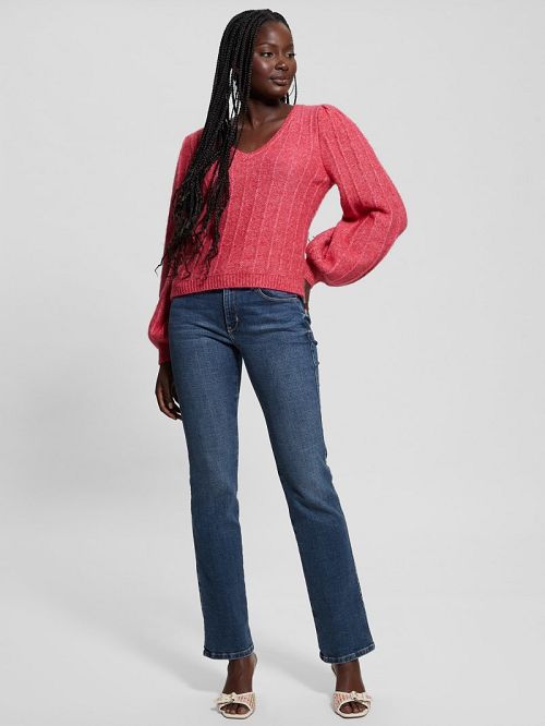 Guess Madeline Textured V-Neck Sweater Roz | GUESS-SN27685