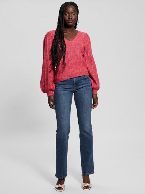 Guess Madeline Textured V-Neck Sweater Roz | GUESS-SN27685