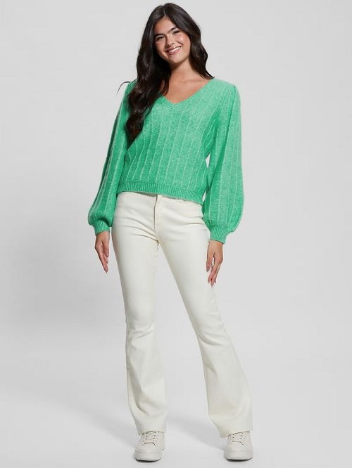 Guess Madeline Textured V-Neck Sweater Verzi | GUESS-SN27695