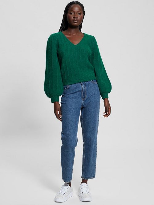 Guess Madeline Textured V-Neck Sweater Verzi | GUESS-SN27763