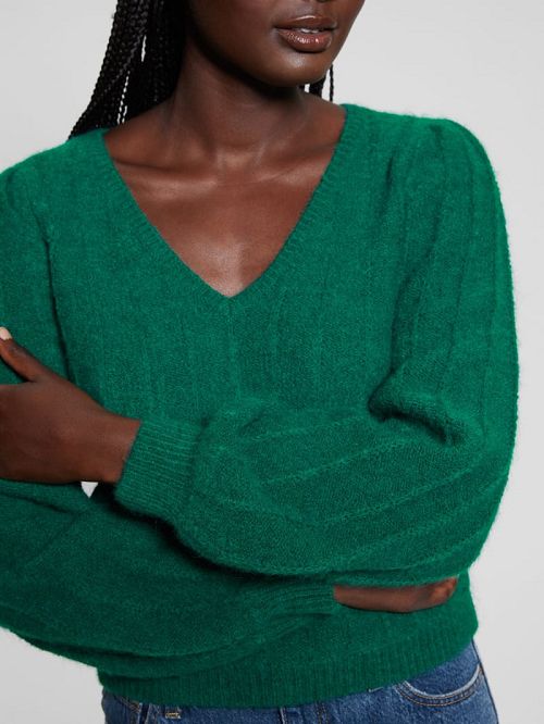 Guess Madeline Textured V-Neck Sweater Verzi | GUESS-SN27763