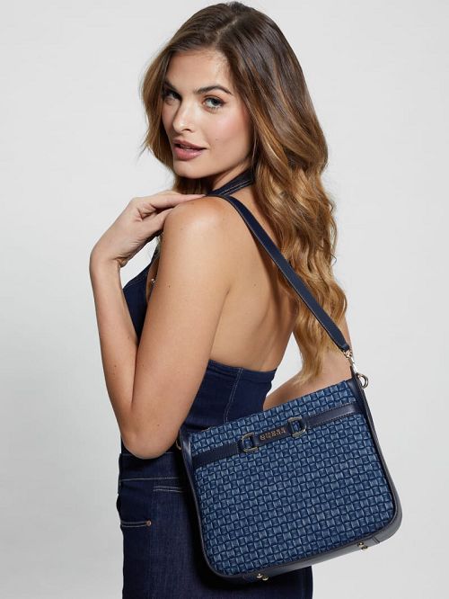 Guess Majka Denim Hobo Bag Albastri | GUESS-SN28949
