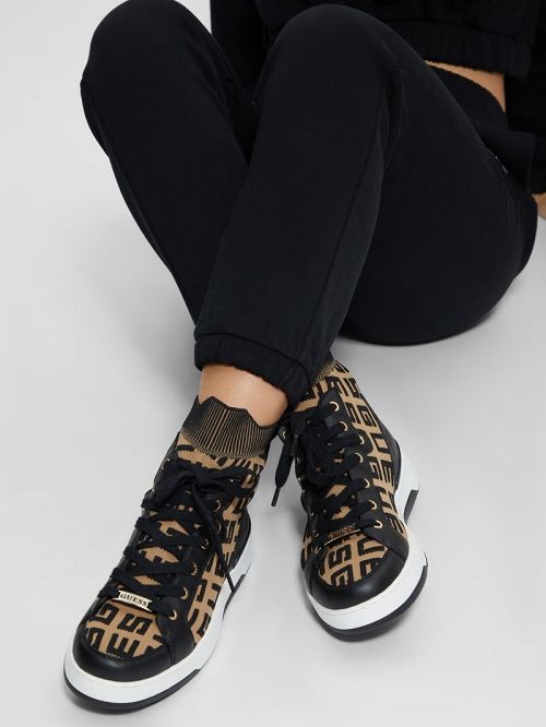 Guess Mannen Logo Knit High-Top Sneakers Maro | GUESS-SN29529
