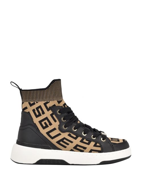 Guess Mannen Logo Knit High-Top Sneakers Maro | GUESS-SN29529