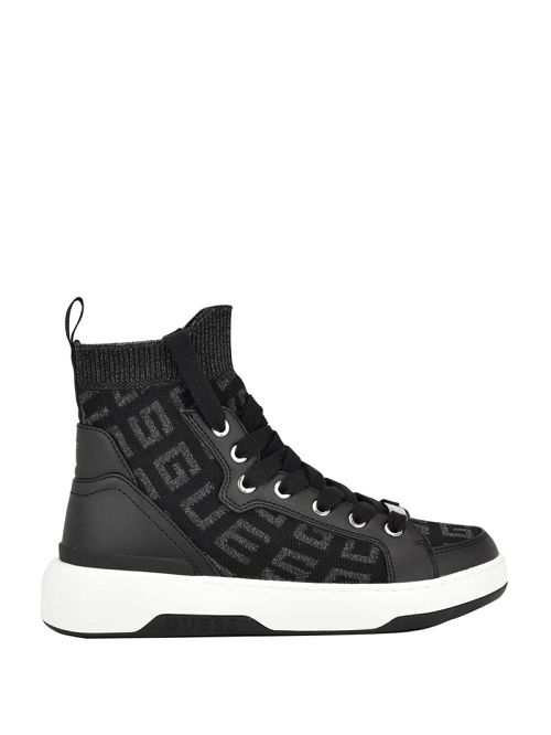 Guess Mannen Logo Knit High-Top Sneakers Negrii | GUESS-SN29552