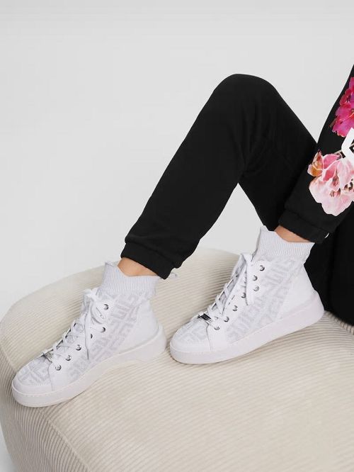 Guess Manney Knit Logo High-Top Sneakers Albi | GUESS-SN29511