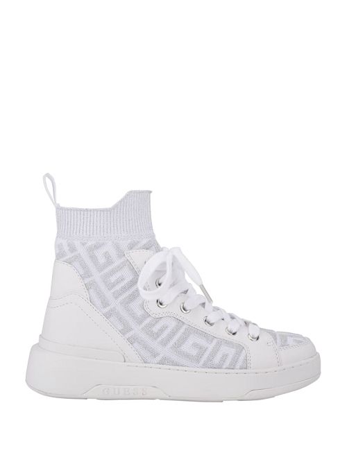 Guess Manney Knit Logo High-Top Sneakers Albi | GUESS-SN29511