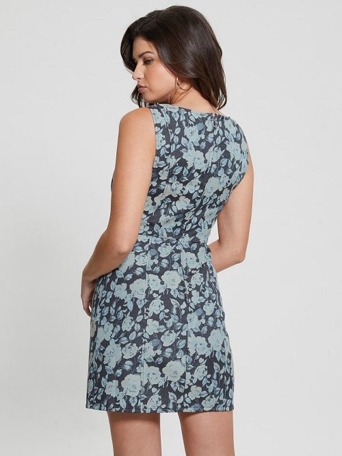 Guess Margaux Floral Denim Dress Albastri | GUESS-SN27013