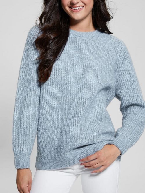 Guess Margot Cable-Knit Sweater Albastri | GUESS-SN27708