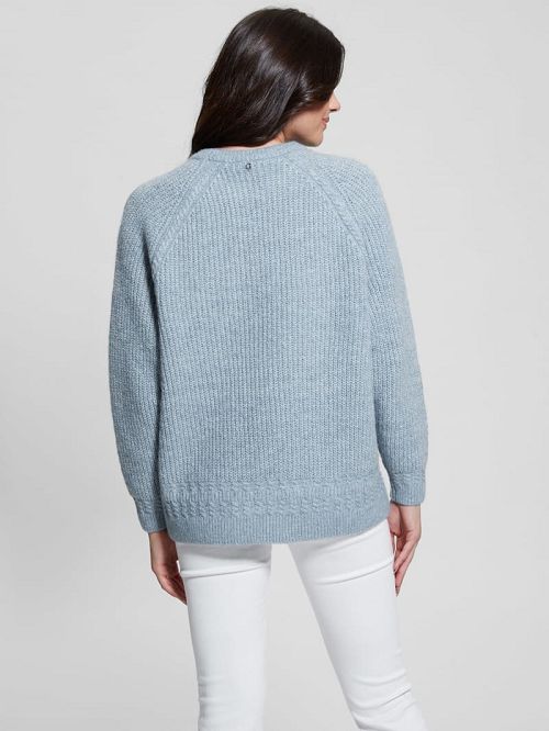 Guess Margot Cable-Knit Sweater Albastri | GUESS-SN27708