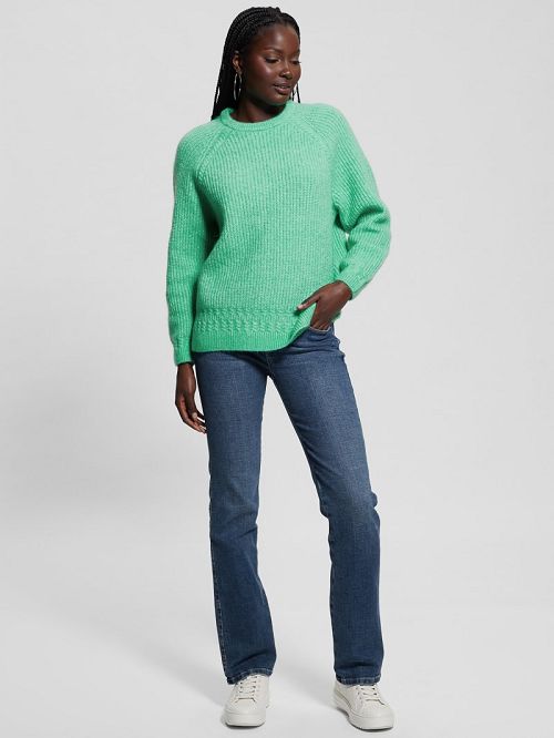 Guess Margot Cable-Knit Sweater Verzi | GUESS-SN27697