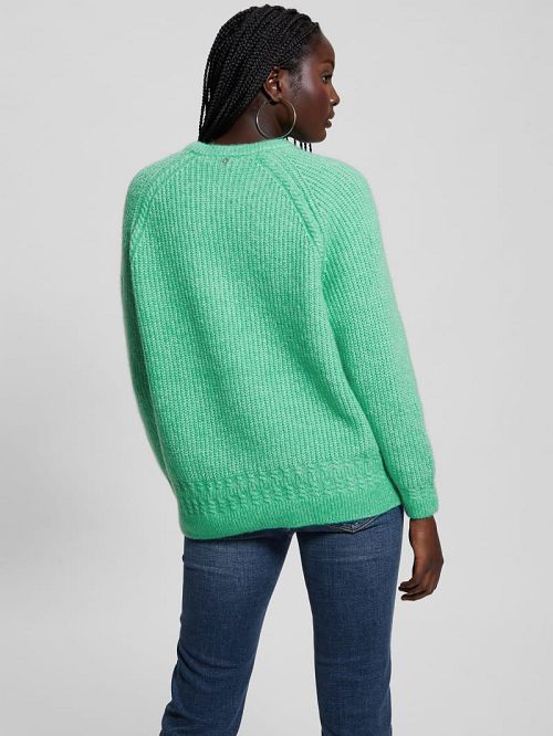 Guess Margot Cable-Knit Sweater Verzi | GUESS-SN27697
