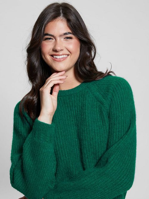 Guess Margot Cable-Knit Sweater Verzi | GUESS-SN27706