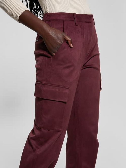 Guess Mariza Faux-Suede Cargo Pants Rosii | GUESS-SN28261