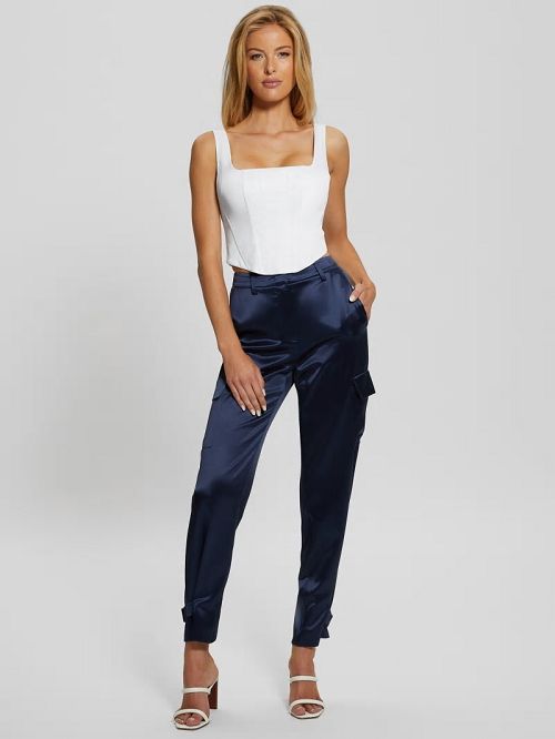 Guess Marzia Satin Joggers Albastri | GUESS-SN28325
