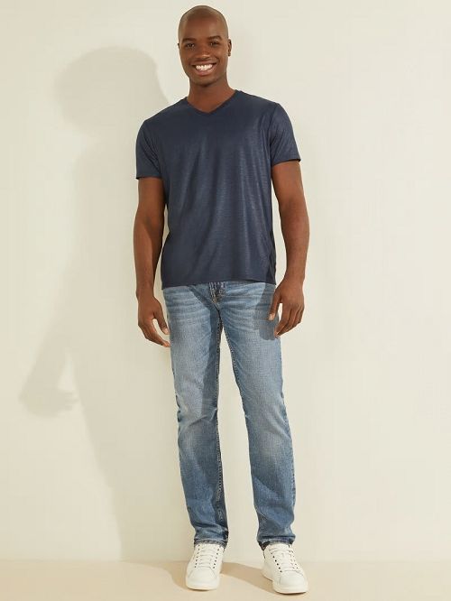 Guess Mason V-Neck Tee Albastri | GUESS-SN30539