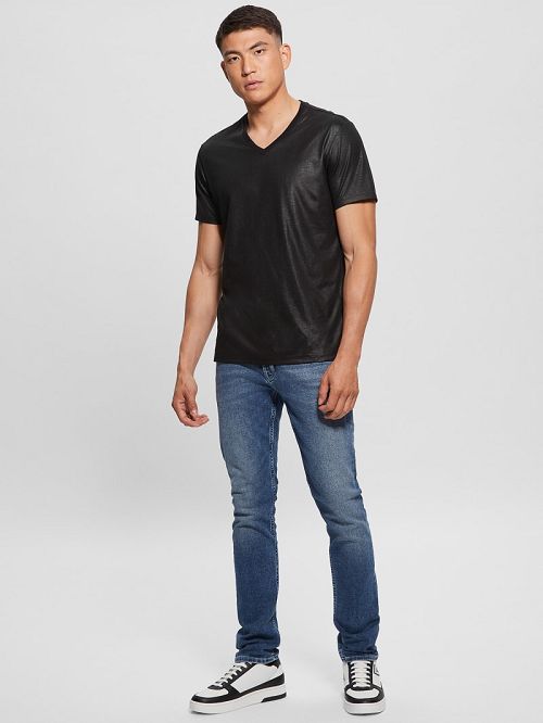 Guess Mason Yoke V-Neck Tee Negrii | GUESS-SN30541