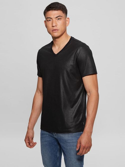 Guess Mason Yoke V-Neck Tee Negrii | GUESS-SN30541
