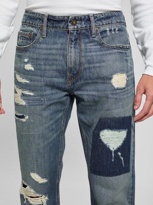 Guess Mateo Distressed Straight Jeans Albastri | GUESS-SN30460