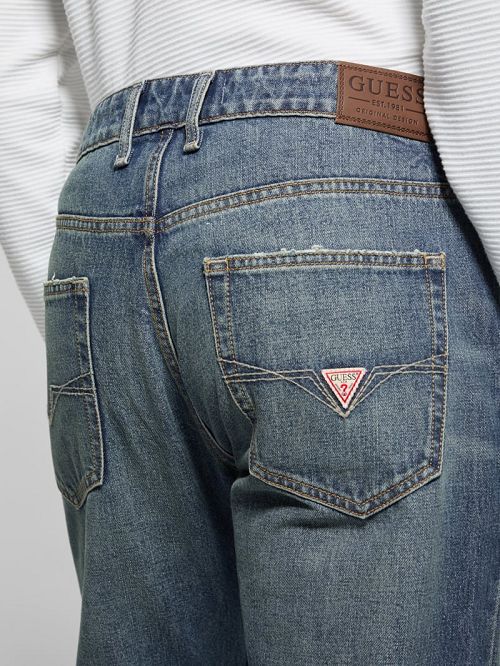 Guess Mateo Distressed Straight Jeans Albastri | GUESS-SN30460