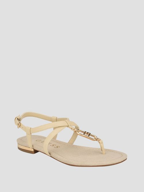 Guess Meaa Chain T-Strap Sandals Bej | GUESS-SN29624