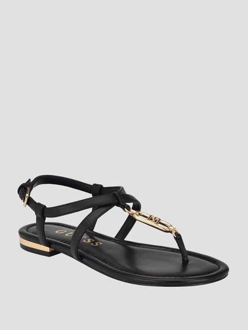 Guess Meaa Chain T-Strap Sandals Negrii | GUESS-SN29591