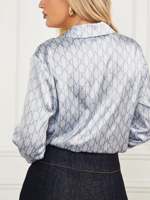 Guess Melissa Printed Blouse Albastri | GUESS-SN27160