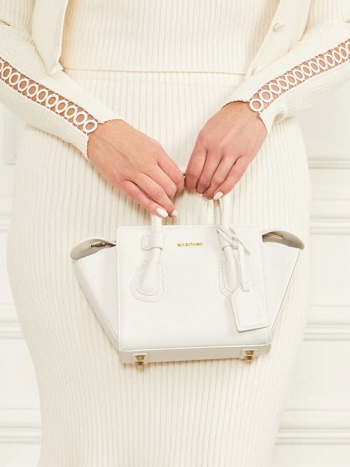 Guess Merava Leather Mini Satchel Albi | GUESS-SN29275