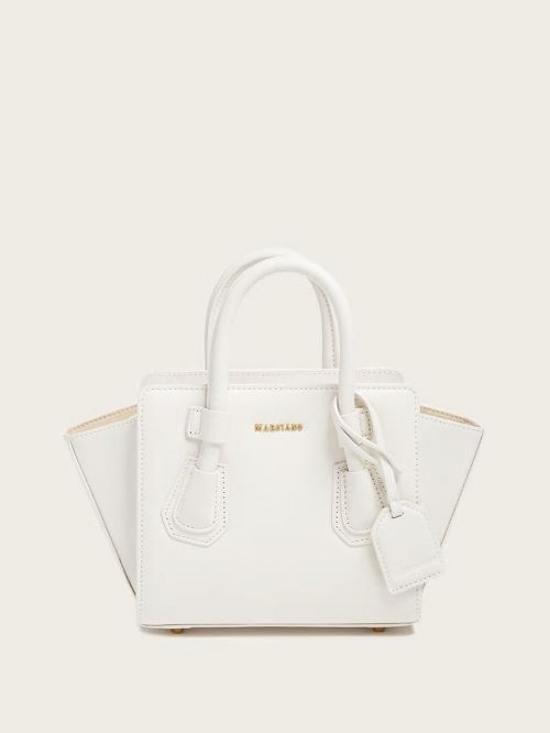 Guess Merava Leather Mini Satchel Albi | GUESS-SN29275