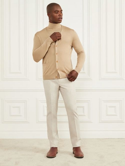 Guess Merino Wool Essential Cardigan Bej | GUESS-SN30905