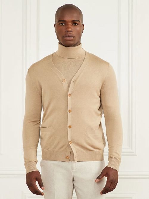 Guess Merino Wool Essential Cardigan Bej | GUESS-SN30905