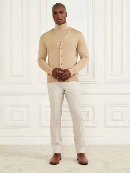 Guess Merino Wool Essential Cardigan Bej | GUESS-SN30905
